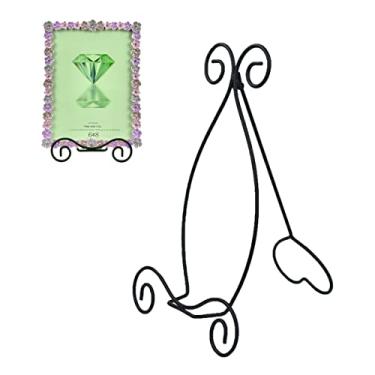 Imagem de UoYeet Suporte De Chapa Ferro Para Exibição, Tela 8" Com Tripé Preto Ajustável, Cavalete Fotos, Molduras, Álbum, Fotos