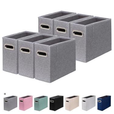 Imagem de ComfortKeeper Pacote com 6 organizadores de arquivos tamanho carta, organizador de pastas de arquivo, caixa de armazenamento de tecido, organizador de papel dobrável com alça de metal, trilhos de PVC