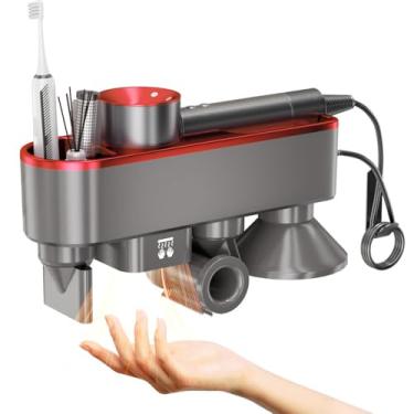 Imagem de WAVANCKY Suporte Para Secador De Cabelo, Parede Cabelo Compatível Com Dyson Supersonic, Armazenamento Bico Magnético, Secagem Automática Mãos, Organizador Acessórios E (Vermelho)