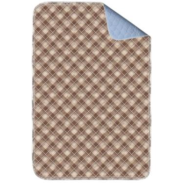 Imagem de Brosive Protetores De Cama Antiderrapantes Para Incontinência Laváveis (91 Cm X 182 | 1 Pacote), Grade Marrom, Impermeáveis, Que Molham, Sofá, Piso, Reutilizáveis Adultos, Idosos E Animais Estimação