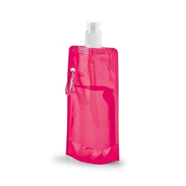 Imagem de Squeeze garrafa de água garrafinha dobrável levar na bolsa para academia 460ml Transparente (Rosa,1)