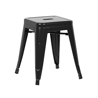 Imagem de Loft7, Banqueta Iron Tolix Design Industrial em Aço Carbono 45 cm Baixa Sem Encosto Vintage Elegante e Versátil Cozinha Bar Sala de Jantar Varanda Gourmet, Preto
