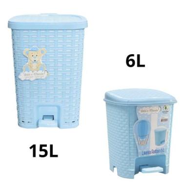 Imagem de Kit Lixeiras De 15L + 6L Azul Bebê & Mamãe - Monte Libano - Monte Líba
