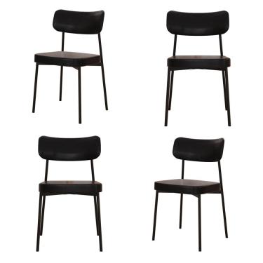 Imagem de Cadeira Mynna Fixa C/4 Pes 525 X 470 X 790 Mm C/4 Un. Courino Preto Courino Preto