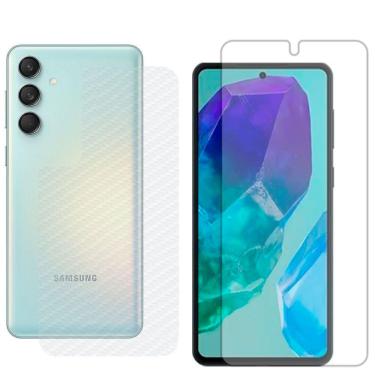 Imagem de Película Hidrogel + Adesivo Fibra De Carbono Para Samsung Galaxy M55 5g - Transparente