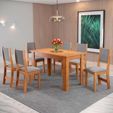 Imagem de Mesa de Jantar 6 Lugares Valentina Mel/Veludo Cinza - Pnr Móveis, Cinz