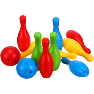 Imagem de UKCOCO Conjunto de Brinquedo de Boliche Infantil, Jogo de Boliche Mini, Brinquedo Educativo Crianças, Cores Sortidas, Pinos de 4,33 Polegadas, Plástico, Divertido