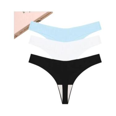 Imagem de Conjunto de 3 Calcinhas Lingerie Sexy Sem Costura - Cintura Baixa e Co