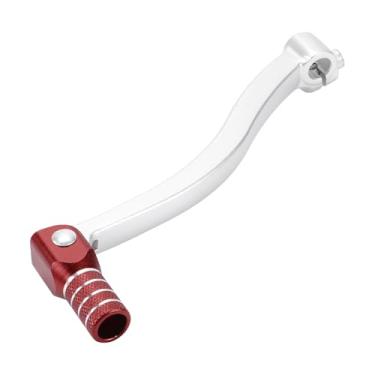 Imagem de INFINAUTO Alavanca de câmbio dobrável de motocicleta para Kayo T6 Alavanca de mudança de pedal de liga de alumínio Braço Siver Tone Cabeça vermelha com anel prateado