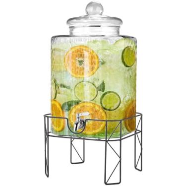 Imagem de Kochorie Dispensador De Bebidas Vidro 4,6 Galões Com Suporte E Torneira Aço Inoxidável Dispensadores Tampas Geladas Jarra Suco Para Festa Casamento Cozinha