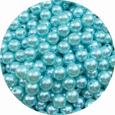 Imagem de Tingoons 700 peças de contas de pérola de 6 mm com furo redondo solto lustre artesanato contas para decoração de casa preenchedores de vasos faça artesanato faça joias fazendo joias colar brincos (água-marinha)
