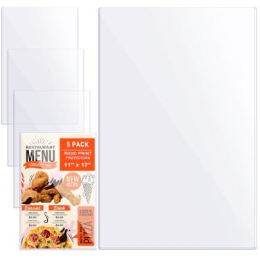 Imagem de 5 peças de protetores de impressão rígidos de 28 x 43 cm, capas de plástico rígido para impressões, capa de menu, protetores de pôster, folhas resistentes, capas de plástico transparente para fotos de