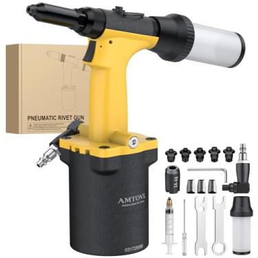 Imagem de AMTOVL Rebitador pneumático - 1400KGF/3086LBF Pistola de rebite pneumático, rebitador pneumático resistente 3/81.3 cm, 1/20.3 cm, 5/81.3 cm, 3/40.6 cm, capacidade de 1/10.2 cm