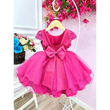 Imagem de Vestido Infantil Pink Com Renda e Cinto de Strass Sku: 20070PK