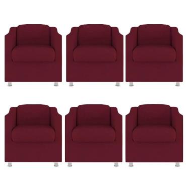 Imagem de Kit 6 Poltronas Bia Decorativa Reforçada Recepção Clinica Salão Sala De Estar Suede