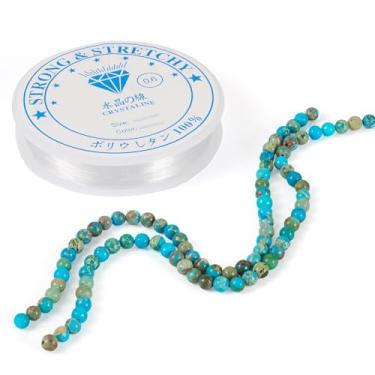 Imagem de FASHEWELRY 2 fios de 4 mm contas de pedra natural ciano imperial jaspe pulseiras kits de fabricação com fio elástico transparente pedra preciosa de cura lisa redonda para pulseiras, colar, brinco