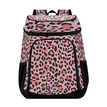 Imagem de Mochila térmica rosa leopardo isolada à prova d'água à prova de vazamento bolsa térmica de praia leve para almoço piquenique acampamento mochila térmica para homens e mulheres