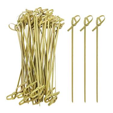 Imagem de BLUE TOP Palitos de bambu para coquetéis, 100 peças, espetos de bambu, 15 cm com nó, palitos de comida, palitos de festa para aperitivos, bebidas de coquetel, lanches de churrasco, sanduíches de clube.