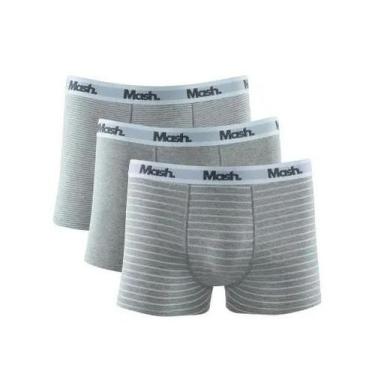 Imagem de Kit 3 Cuecas Boxer Mash Listrada 110.38, GG, Cinza