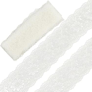 Imagem de GORGECRAFT 2,8 polegadas de largura, acabamento de renda de algodão, 5 metros, fita de renda com ilhós, branco, tule, crochê, acabamento vintage bordado para artesanato faça você mesmo, material de