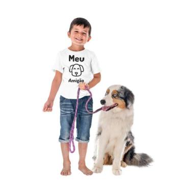 Imagem de Camiseta infantil Dog Cachorro meu amigão frase Branca - Del France, 0