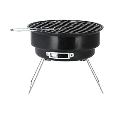 Imagem de Cffuvros Portable Table Top Charcoal Grill, Mini BBQ Grill com corpo de ferro fundido Compact Small Broiler para acampamento ao ar livre, Piqueniques Backyard Use, Inclui alça de
