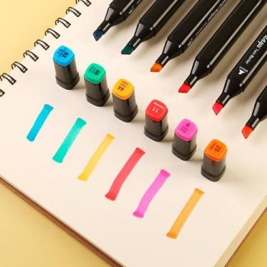 Imagem de Canetinhas Coloridas Marca Texto Ponta Dupla 48 Cores - BRASWEI