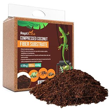 Imagem de ReptiCasa Compressed Coconut Fiber Substrate, 10 lb. Block, Natural Husk Terrarium Bedding, Reptiles, Frogs, Snakes, or Tortoise, Odor and Waste Absorbent Compostable, Organic with High Expansion