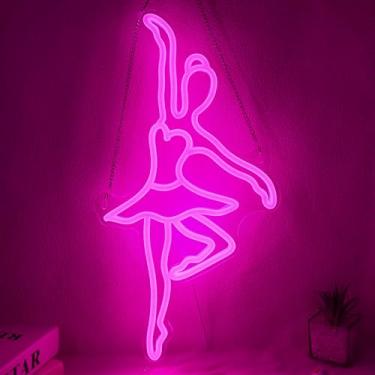 Imagem de OkiyiD Presentes de bailarina, letreiro neon de balé para quarto, sala de estar, casa clube, estúdio de dança, alimentação USB de 5 V com ganchos de corrente pendurados, presentes de recitais de dança