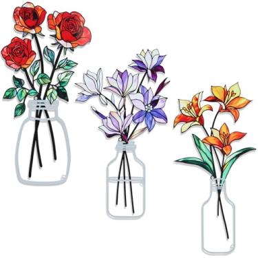 Imagem de ZogCowy 3 peças de arte de parede de flores de metal, decoração de parede para banheiro, sala de estar, quarto, cozinha, sala de jantar, decoração rústica de casa de fazenda - presentes de inauguração