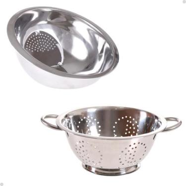 Imagem de Kit Escorredor Lavador De Macarrão Massas Arroz Legumes Inox - DILEXSH