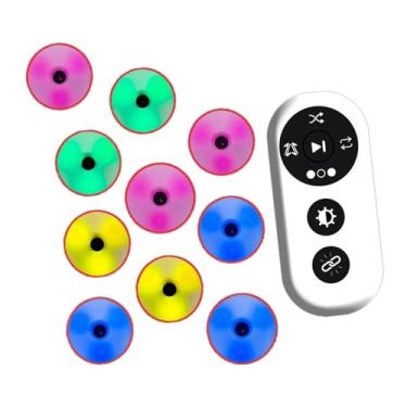 Imagem de YIJU 10 peças de luzes de treinamento de reação, luzes esportivas de agilidade, reflexo de coordenação, LED com controle remoto para slalom, basquete, boxe