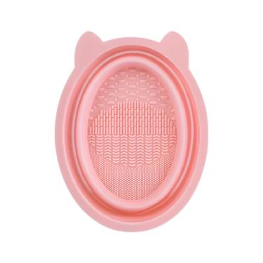 Imagem de WALWAL Tigela de limpeza de pincéis de maquiagem, limpador de escova de silicone dobrável portátil para viagens e casa, ferramenta de limpeza profunda para pincéis de maquiagem, esponjas