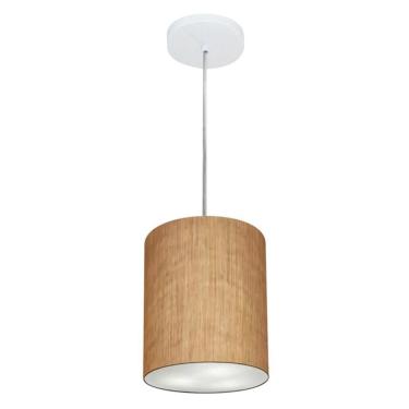 Imagem de Lustre Pendente Cilíndrico Vivare Md-4012 Cúpula em Tecido 18x25cm - Bivolt