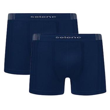 Imagem de 2 Cuecas De Microfibra Boxer Box Selene Sem Costura Plus Size, Marinho