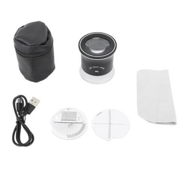 Imagem de Glass de lupa de LED cilíndrica 30x ampliação com luzes UV LED recarregáveis USB para componentes eletrônicos têxteis de alumínio alumínio ABS vidro acrílico