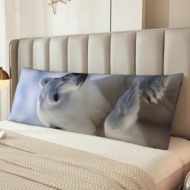 Imagem de Capa de travesseiro de corpo de urso polar, microfibra longa, presentes para mulheres e homens, fronha de corpo ultra macia e aconchegante com zíper oculto para decoração de casa 50 x 137 cm