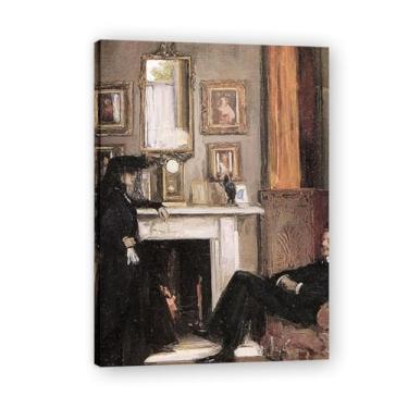 Imagem de The Grey Drawingroom John Lavery Iconic Realist Portrait & War Scene Canvas Art – Decoração de parede irlandesa atemporal para casa emoldurada 30 x 42 cm