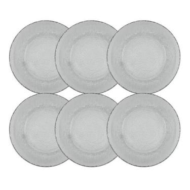 Imagem de Conjunto 6 Pratos Raso Vidro Transparente Forjado 22Cm - Class Home