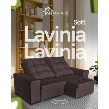 Imagem de Sofá Retrátil/reclinável 2,10m Lavinia Veludo Cor Marrom