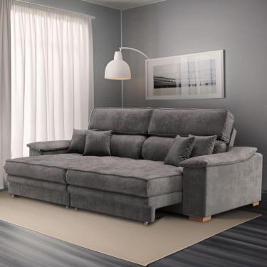 Imagem de Sofá 3 Lugares Retrátil e Reclinável Leonard Veludo Grafite