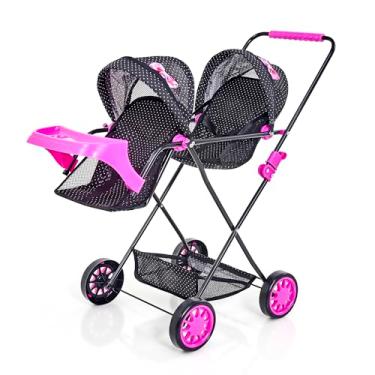 Imagem de Carrinho de Boneca Gêmeos Veneza com Bandeja Preto Laço Pink