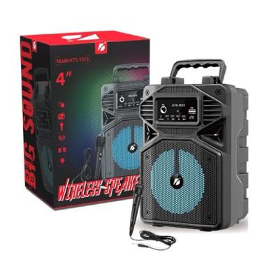 Imagem de Caixa De Som Bluetooth Canhão Portátil Potente Aux Microfone Entrada Cartão Micro Sd USB Com Alça Com LED RGB