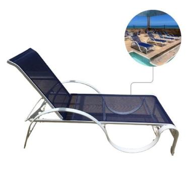 Imagem de Espreguiçadeira De Piscina em Alumínio e Tela Sling Modelo Ondulada - 