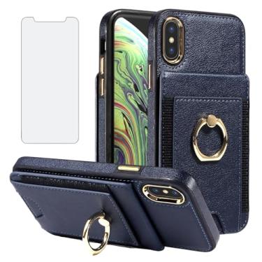 Imagem de Asuwish Capa de celular para iPhone Xs Max carteira com protetor de tela fina de couro PU compartimento para cartão com bloqueio de RFID anel suporte i X XR Xsmax 10x SX Xmax 10xs 10s 10 Plus Xmaxs