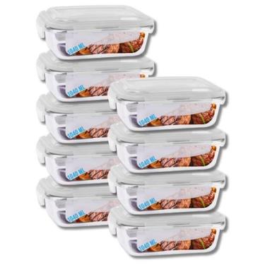 Imagem de Conjunto Potes Vidro Tampa Hermetico 1040ml Marmitas Fitness 9 UN - Pr