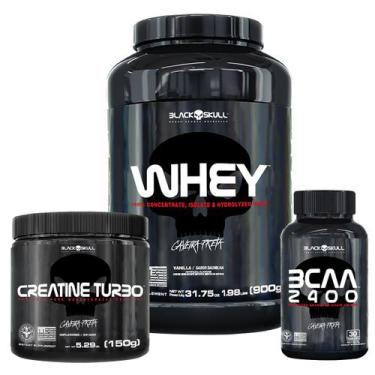 Imagem de Kit whey + bcaa + creatina - BLACK SKULL, N/A, BAUNILHA, N/A, N/A