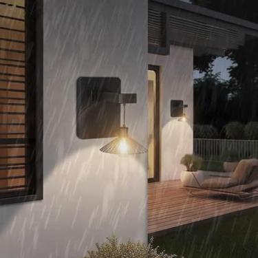 Imagem de Luzes de parede LED solares externas IP65 à prova d'água vintage arandelas cerca jardim luzes de parede alimentadas por energia solar para casa, porta da frente, cerca, caminho, decoração de quintal