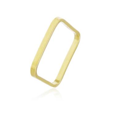 Imagem de Anel Quadrado Xuxa Anel Chapinha Banhado Folheado Ouro 18k - Gabby Lux