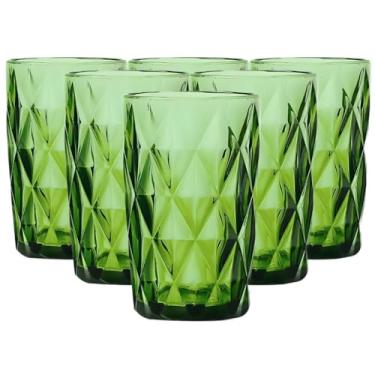 Imagem de Jogo com 6 Copos Diamond de Vidro Verde Esmeralda De Agua ou Suco 350ml